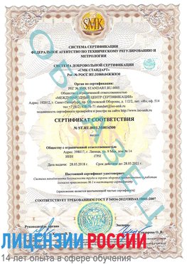 Образец сертификата соответствия Бузулук Сертификат OHSAS 18001